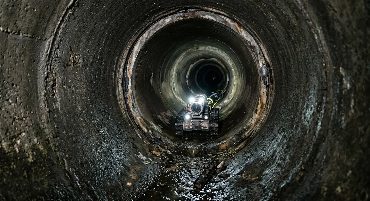 Robotic sewer camera inspecting pipe interior for Sewer Line Repair in Cumberland